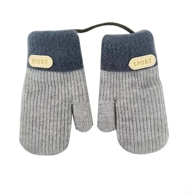

Q22D Kids Mittens with Lanyard Anti Lost Winter Gloves Double Layered for Children
