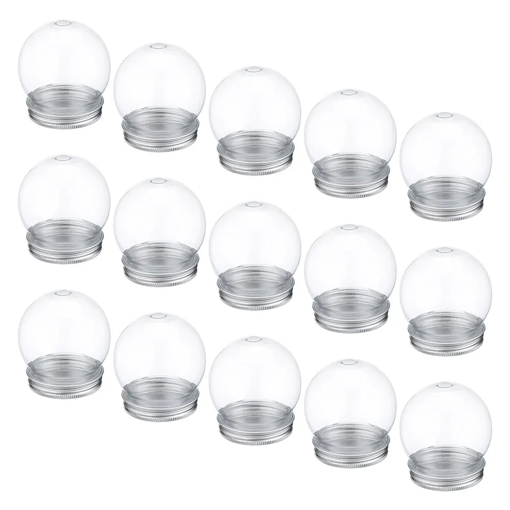 

15 Pcs Plastic Candy Bottle Clear DIY Snow Globe Kit Fillable Crafts Fun Replacement Parts Globe Snow Ornament