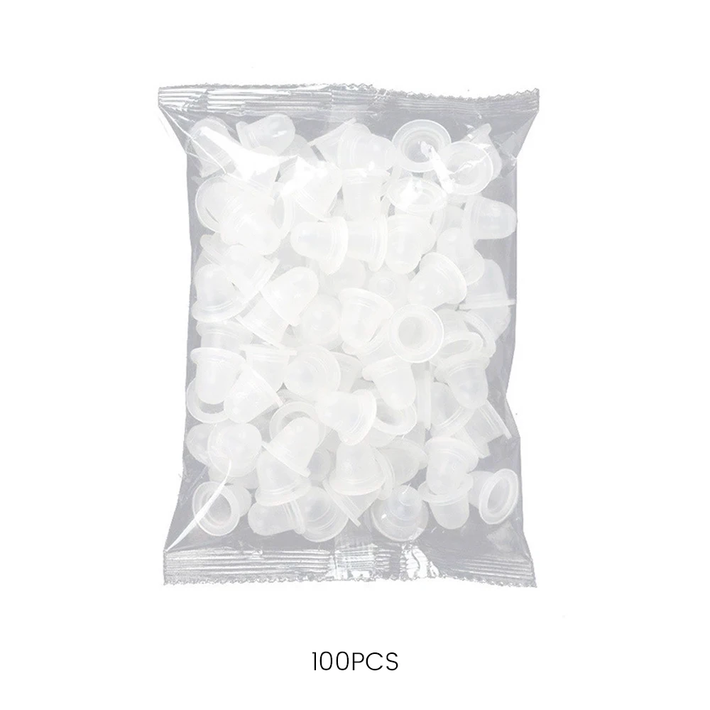 المتاح الوشم الحبر كوب صغير وكبير الحجم سيليكون الدائم الوشم ماكياج الحاجب ماكياج الصباغ الحاويات قبعات 100 قطعة U أنواع