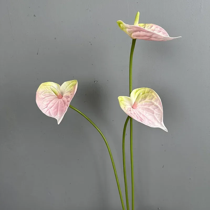 10Pcs PU Anthurium Artificial Flowers White Palm Wedding Decor Bouquet Anthurium Home Decoration Accessories Party Fake Flowers