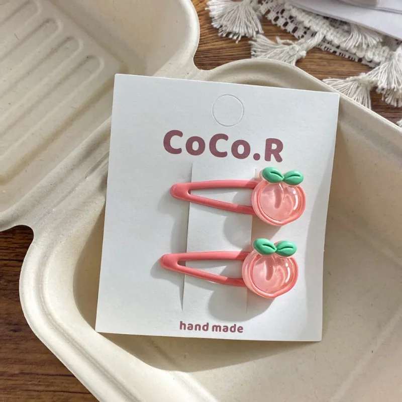 

2 шт./компл., милые летние заколки для волос с рисунком фруктов для маленьких девочек, милые заколки для волос с куполом из смолы для маленьких детей, челка, отслаждающие головные уборы