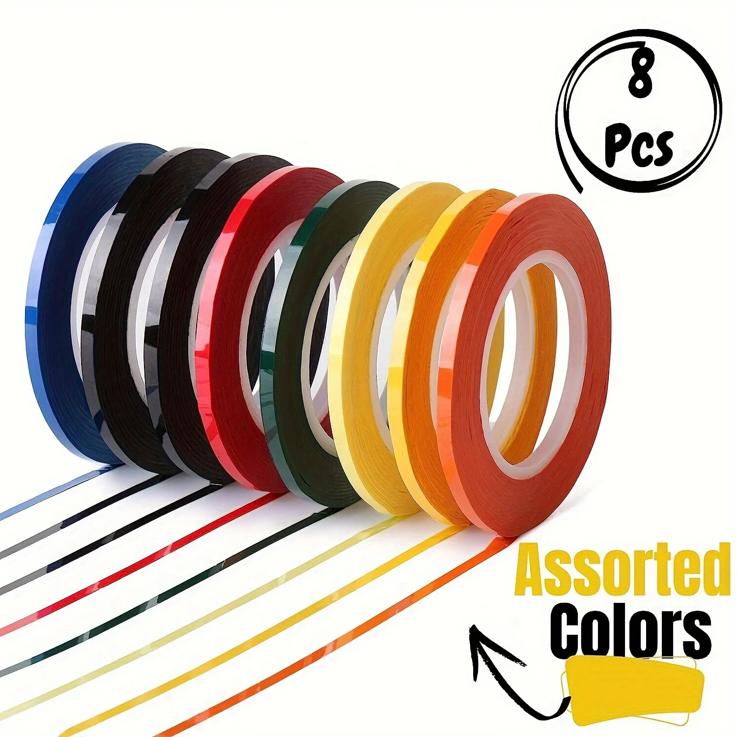 Whiteboard tape, in various colors, thin tape for dry-erase boards, whiteboard accessories, dry-erase board accessories.