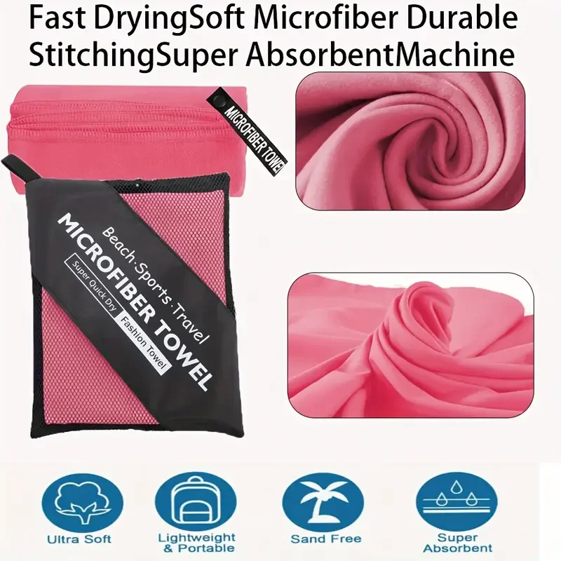 1-teiliges Mikrofaser-Reisehandtuch, Schnelltrocknendes Handtuch Superabsorbierend Kompakt Leichtgewichtig für Strand, Fitness, Pool, Bad, Yoga – Detail 5