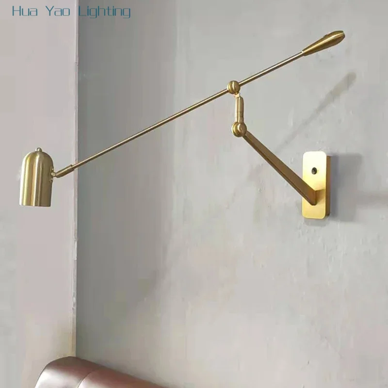 Nordic Led Wall Light Long Pole Retractable Long Arm Rocker Folding Wall Lamp Background Reading Lamp Bedroom Bedside Lamp Decor