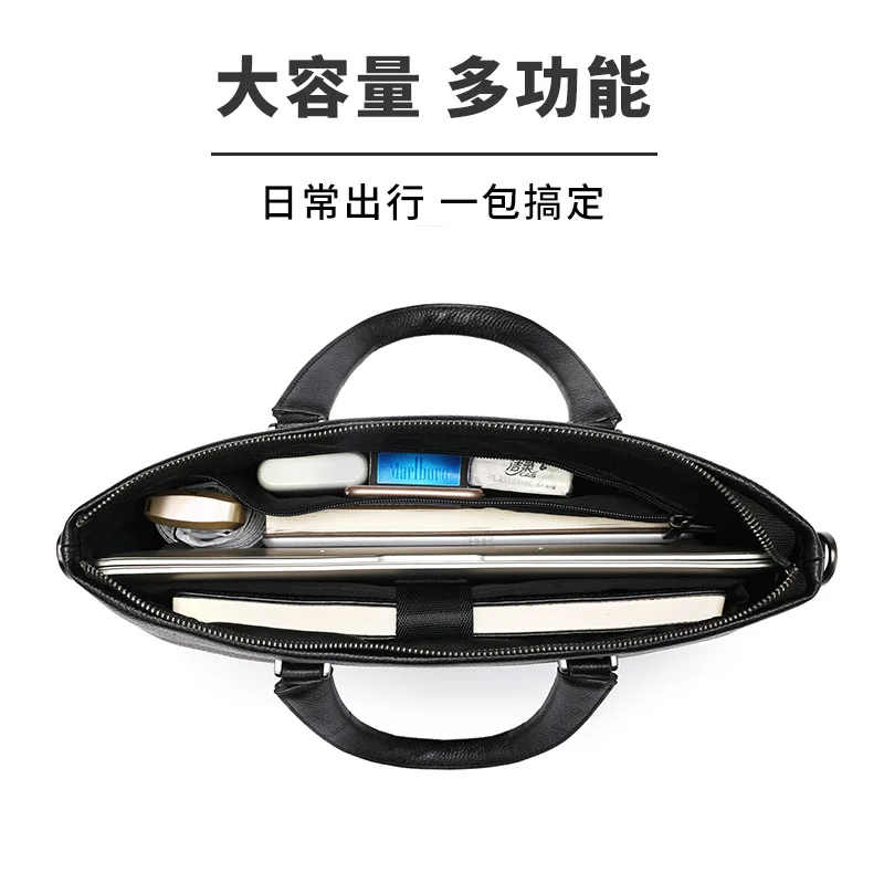 حقيبة ساعي أصلية للرجال حقيبة جلدية ماركة فاخرة طبقة علوية من جلد البقر حقيبة يد رجال الأعمال مقاوم للماء سعة كبيرة