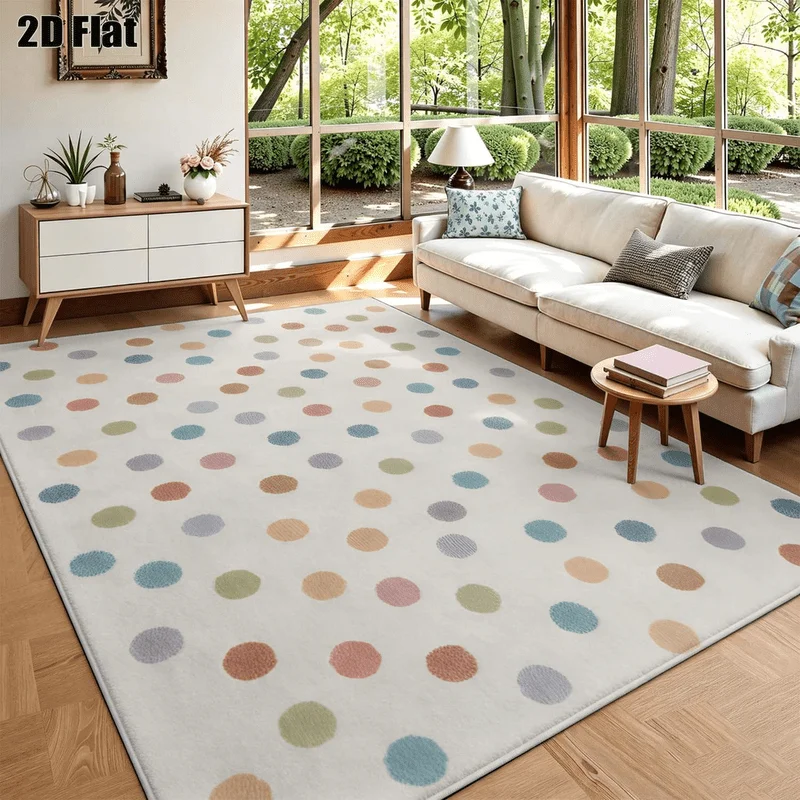 1Pc Morandi Color Polka Dot Rug, Retro Art Decorative Carpet for Living Room, Bedroom, Dining Room, Bedside, Indoor and Outdoor Patio, Home Decoration