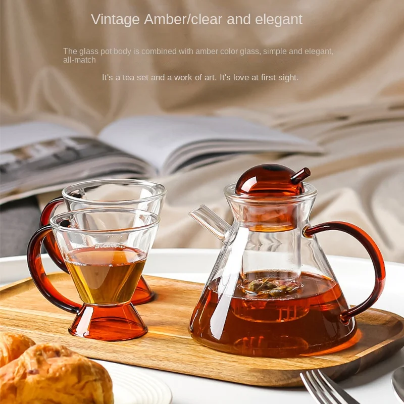 Nordic Glass Teapot Teacup Set Vintage Denmark Heat Resistant Tea Strainer Teapot Tea Maker Coffee Pot Fazzi Gong Fu Teapot Gift