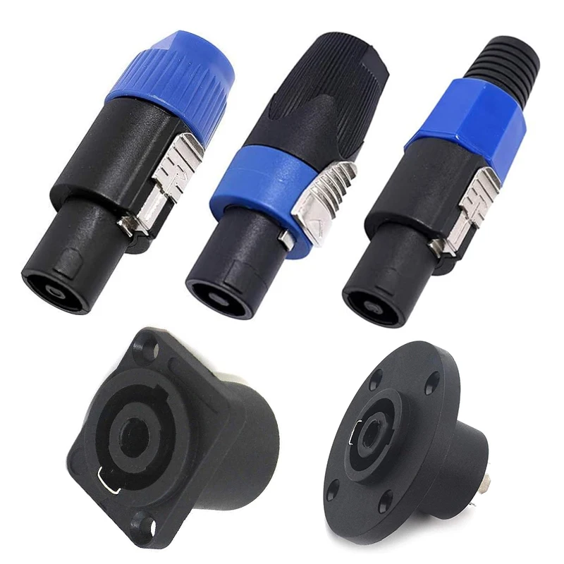 8 PCS 4 Pole Square Panel Mount SpeakON Socket Twist Lock Audio Speaker Jack Compatible with NL4MP NL4MPR NL4FC NL4FX NL2 Series
