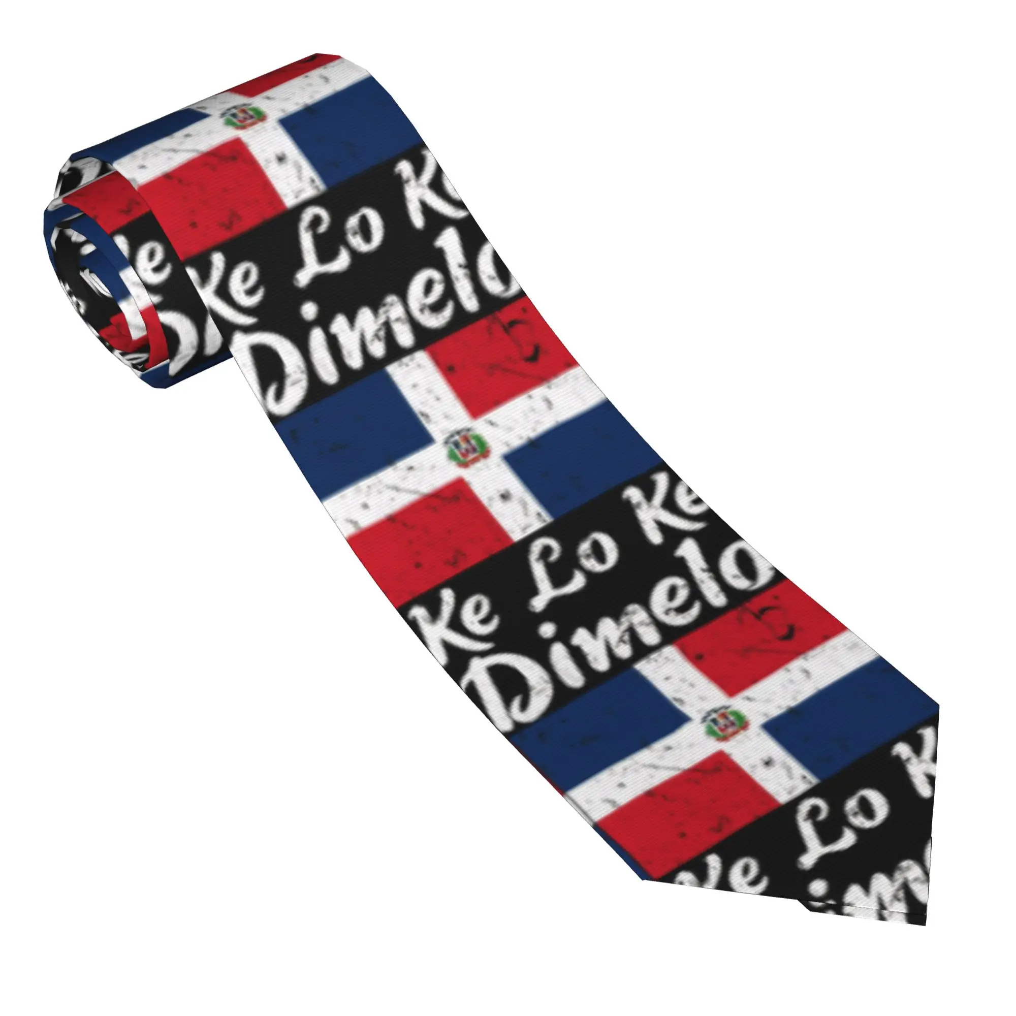 Dimelo Ke Lo Ke Dominican Republic Flag Tie Neck Ties Men Novelty Casual Necktie Accessories Quality Custom DIY Collar Tie
