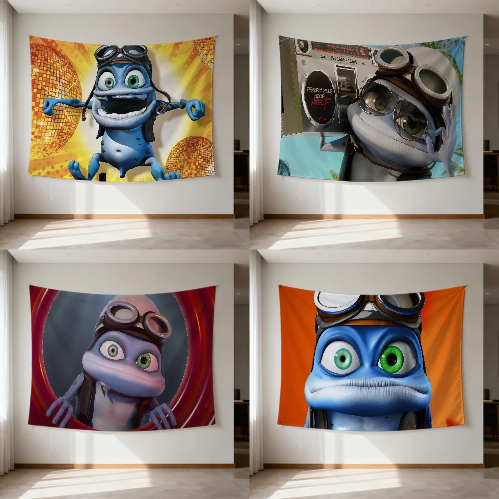 Flag Frog C-CrazyS-ES Durable Outdoor Indoor Patio Festive Decoration Classic Funny Cartoon Design Pole Wall Room Banner