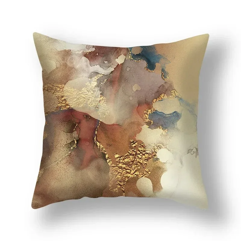 45x45cm Nordic ins abstract gold blue marble print cushion cover pillowcase sofa office seat lumbar pillow home furnishings