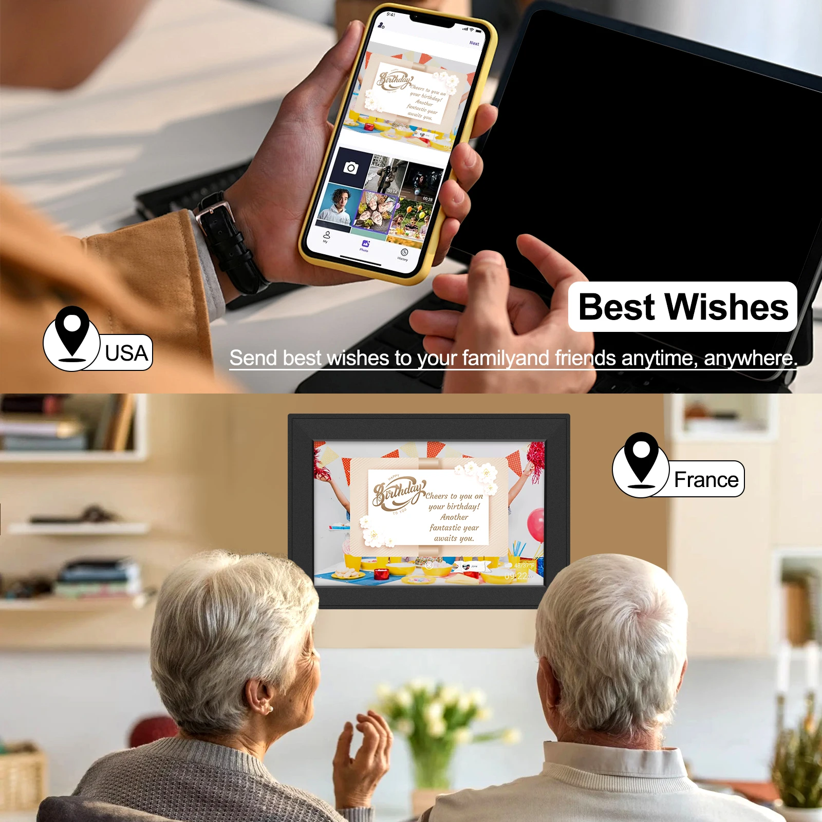 Home Bed Desktop Digital Picture Frame 10.1 Inch Smart WiFi Electronic 1280x800 HD Touch Screen Movie Video Good Gift