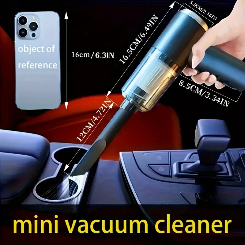 PCMOS 1PC Wireless Vacuum Cleaner Dual Use for Home and Car 120W High Power Powerful Vacuum Cleaner Black