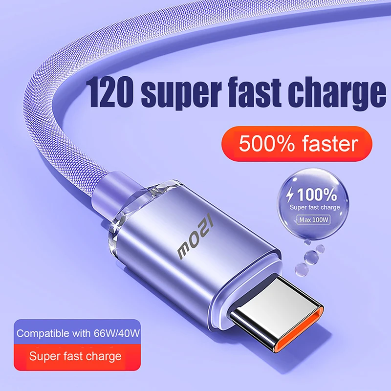 120W 6A Fast Charge USB Type C Quick Charge Cable For Phone Fast Charging Cable Data Cables Charger Wire 0.25/1/1.5/2M