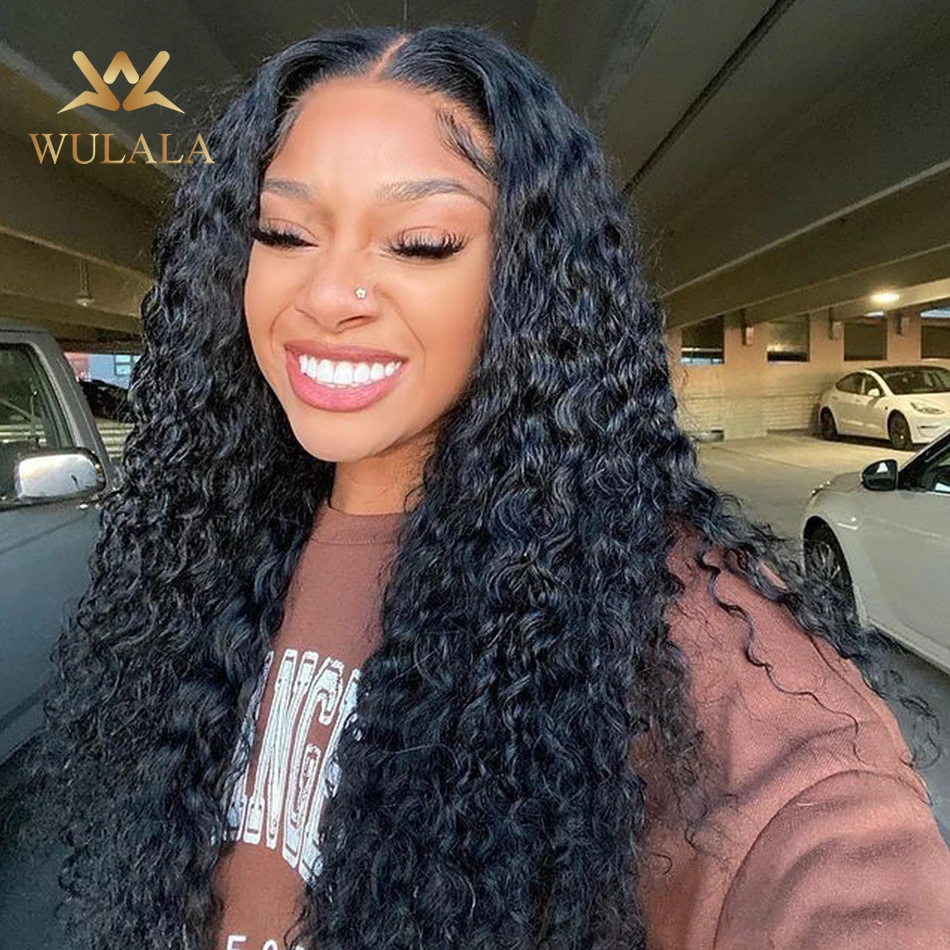 

Wulala 13x4 Deep Wave Human Hair Lace Frontal Wigs 30 Inch 13x6 Hd Curly Brazilian Pre Plucked Lace Front Wigs For Black Women