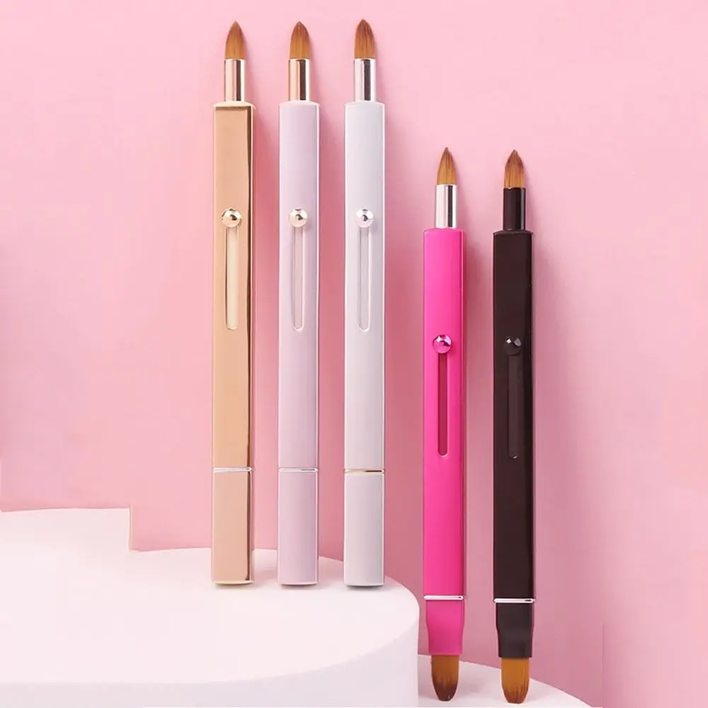 หลอดอลูมิเนียม Retractable Lip/brow Brush Telescopic พร้อมหมวกป้องกันแปรงลิปกลอสแปรงแต่งหน้าแบบพกพา