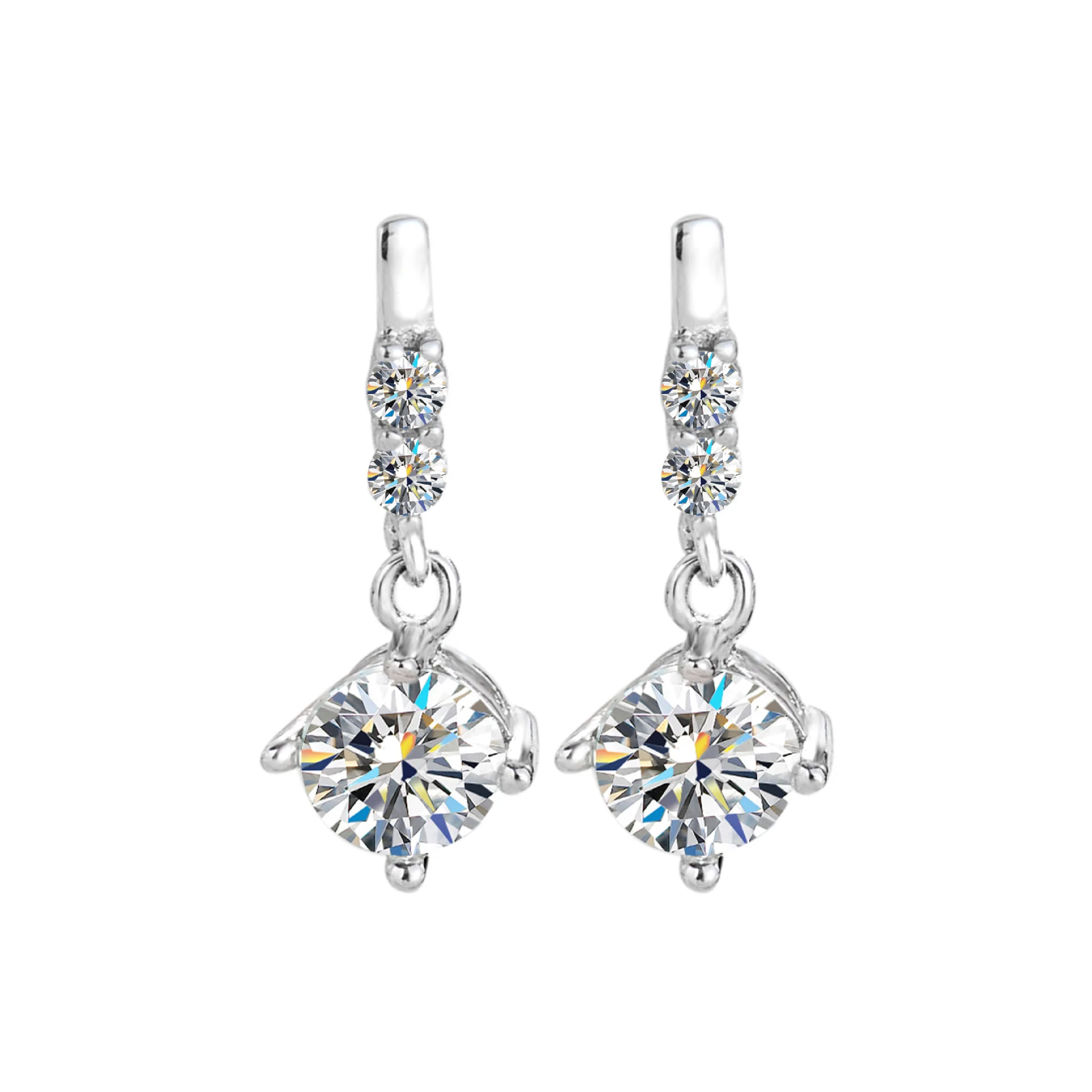 

1ct Moissanite Earrings S925 Sterling Silver Earrings with White Gold Plaed Women's Fashion Jewelry With Certificate