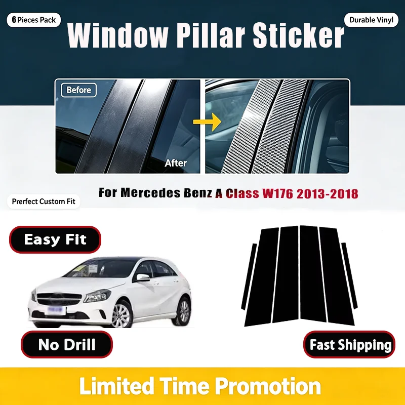 For Mercedes Benz A Class W176 2013-2018 B C Pillar Trim Sticker Window Center Column Cover Accessories