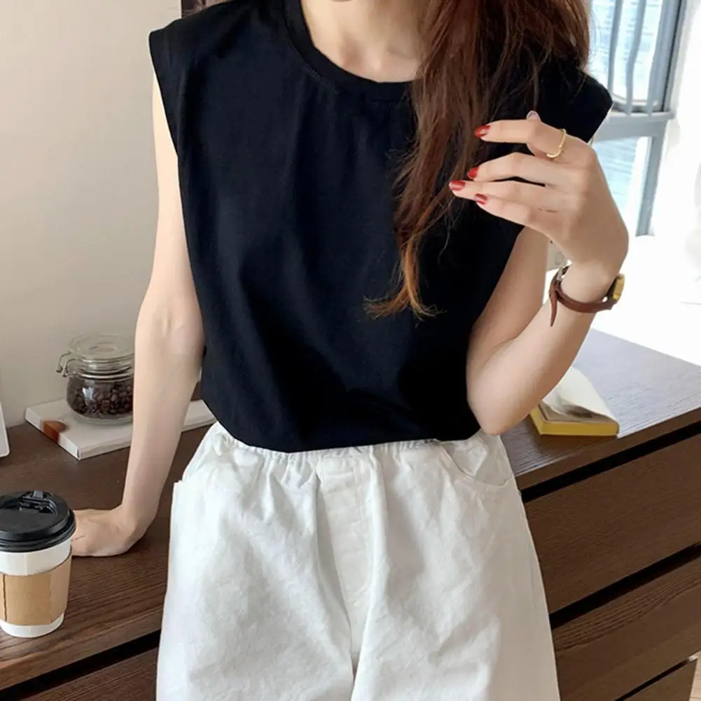 

Women Sleeveless Top Stylish Women's Sleeveless Tank Top for Summer Casual Loose Fit Round Neck Blouse Simple Chic for Ladies