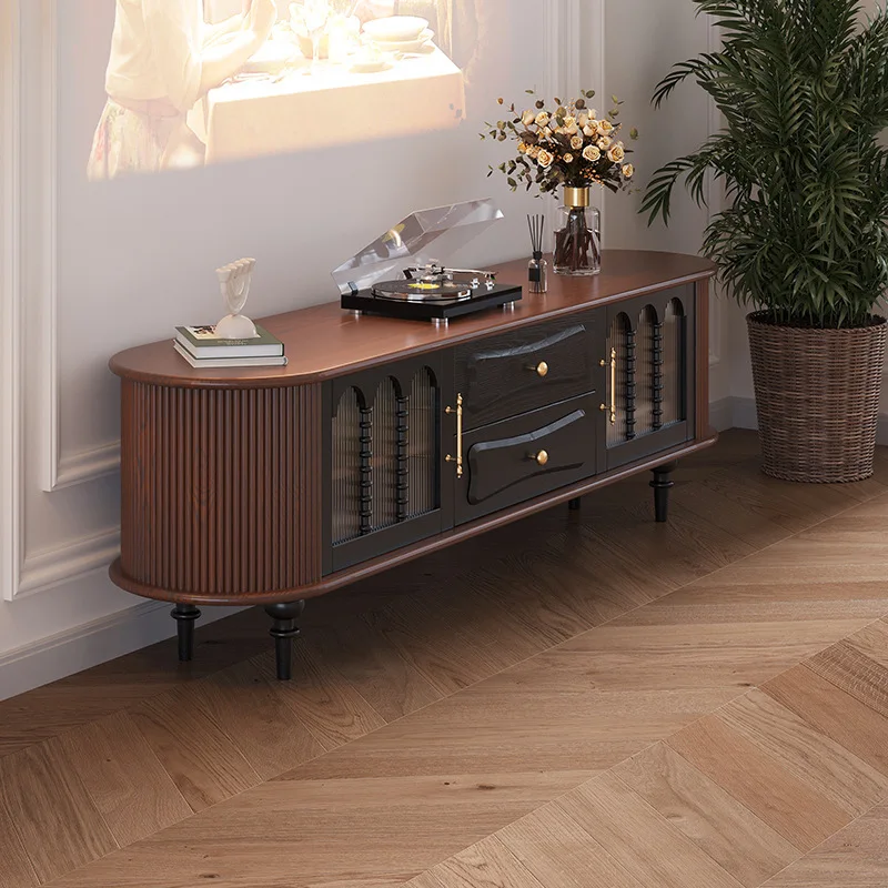 

Solid wood TV cabinet French retro TV cabinet simple home living room floor-to-ceiling coffee table TV cabinet combination