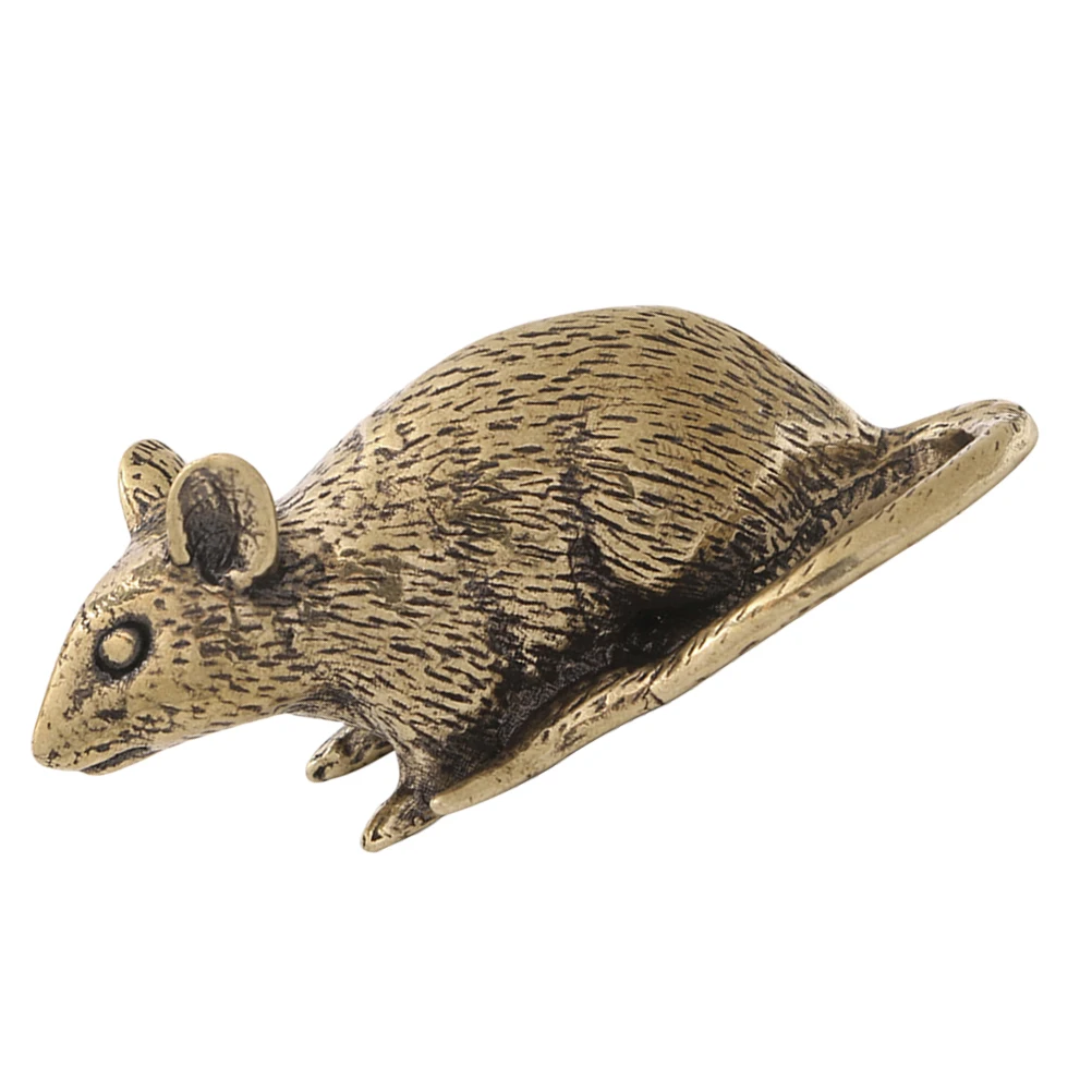 

Brass Mouse Ornament Chinese Zodiac Figurine Sculpture Statue Mini Bookshelf Lucky Rat
