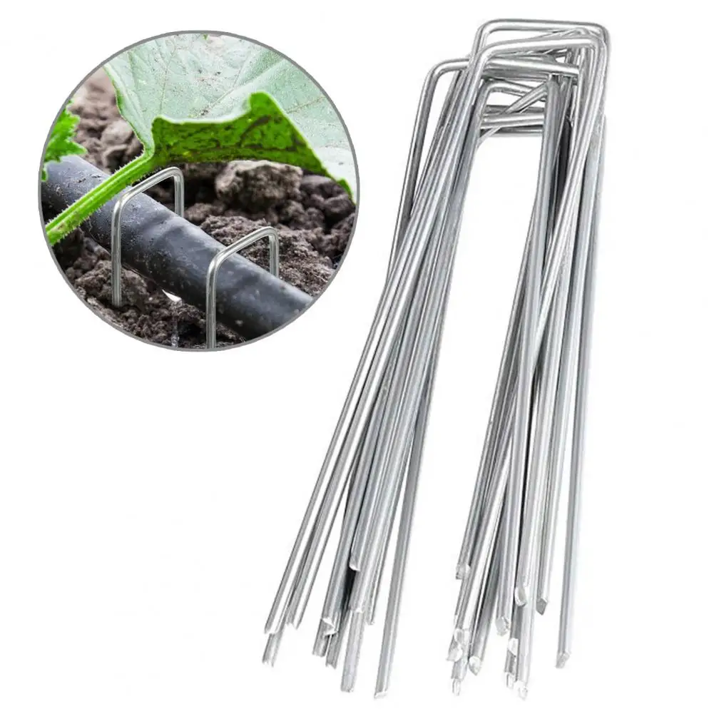 Galvanized Steel Ground Stakes Lawn Fabric Securing Stakes Galvanized Steel Garden Stakes for Lawn Weed for Tubing for Gardening