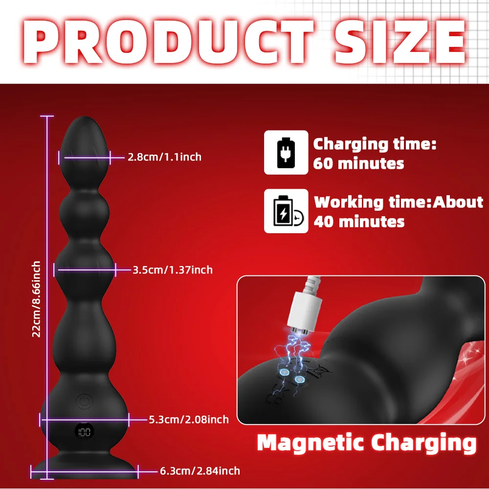 리모컨 진동 항문 진동기, 진동 비즈, 여성 및 남성 전립 마사지기, 여성 및 남성 자위용 항문 섹스 토이