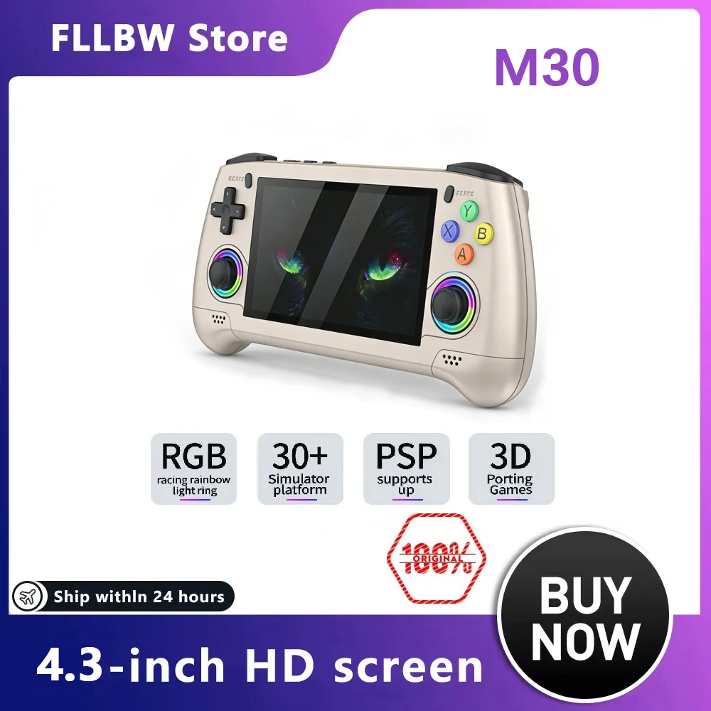 2026 Open Source Video Game Console M30  Linux System 4.3 Inch IPS Screen Portable Pocket Video Player 128G best Games