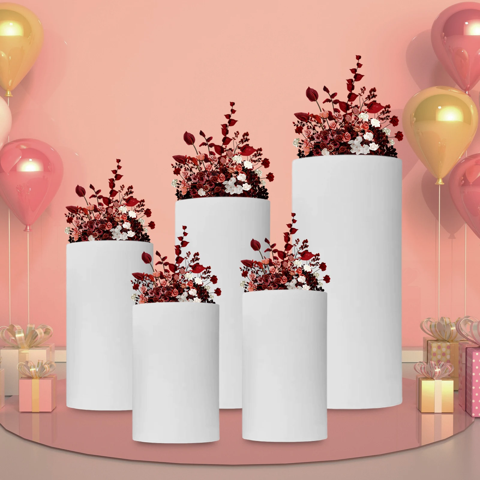 

5 Pcs Event Cake Display Cylinder, Wedding Cake Stand Set, Round Cylinder Display Stand