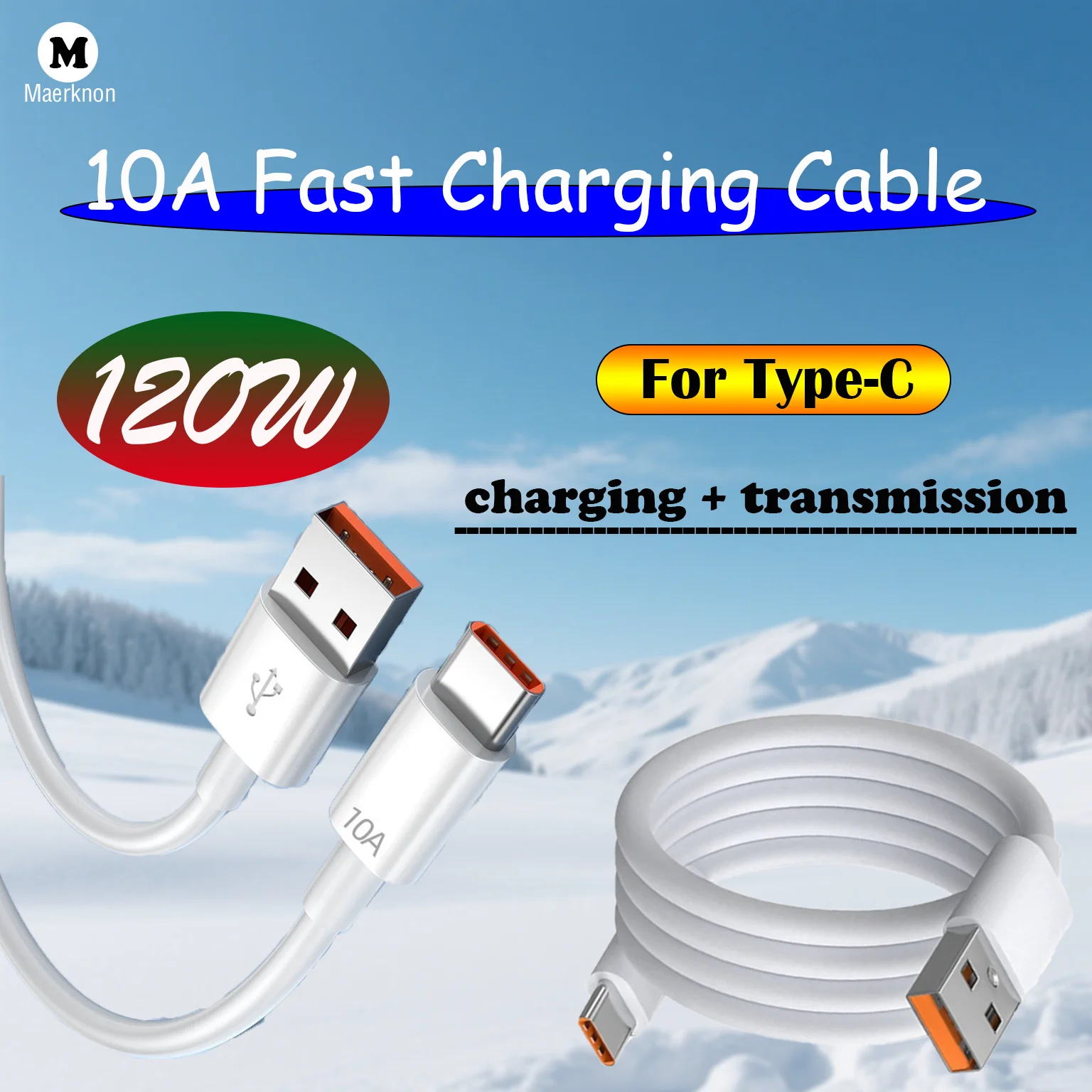 

120W/10A Super Fast Charging + Transmission Type-C Cable 0.25M/1M/1.5M/2M For iPhone Samsung Xiaomi Huawei SmartPhone Data Cord