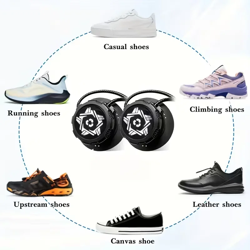6pcs Set/1 Pair Rotating No-Tie Shoelaces - Auto-Lacing System for Sneakers, Durable & Washable