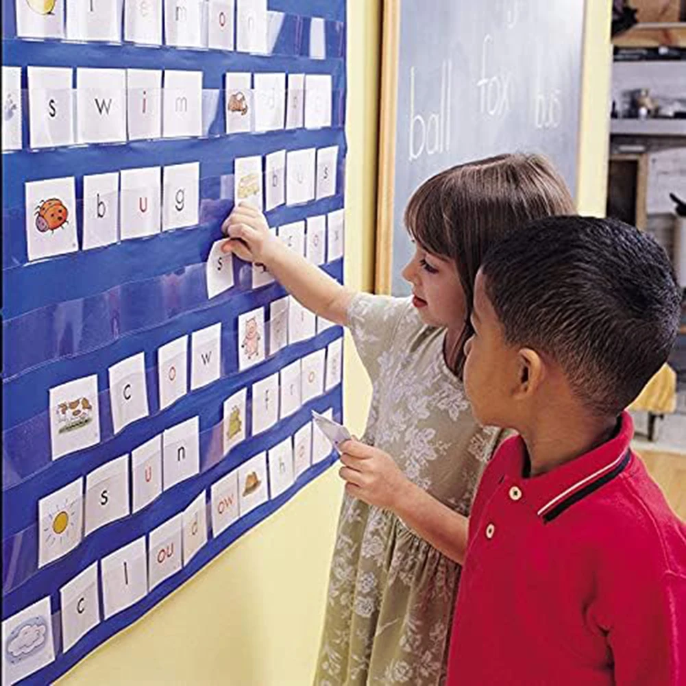 Learning Resources Standard Pocket Chart Education For Scheduling Classroom Learning Storage Display Rack Wall Calendar 70x110Cm