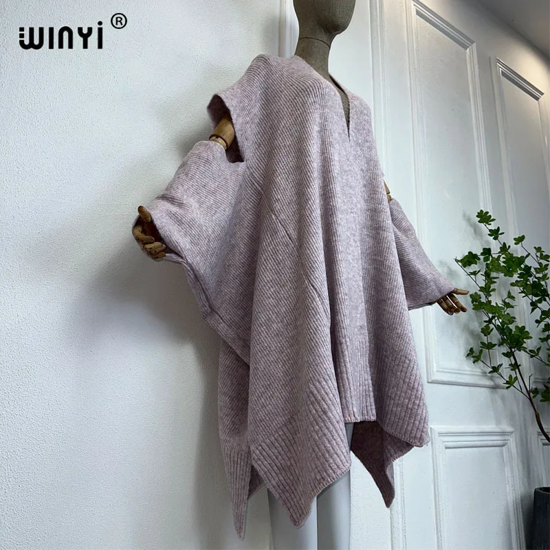 WINYI new Women Knitting elegant coat Catwalk Capes Autumn 2023 Female Fashion kimono Cloak winter clothes women cover-ups dress