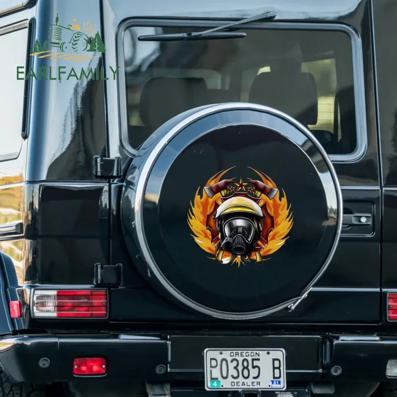 EARLFAMILY 43cm x 41.3cm for Firefighter Fine Decal Sunscreen Car Stickers Car Door Protector Sticker Motorcycle Decoration
