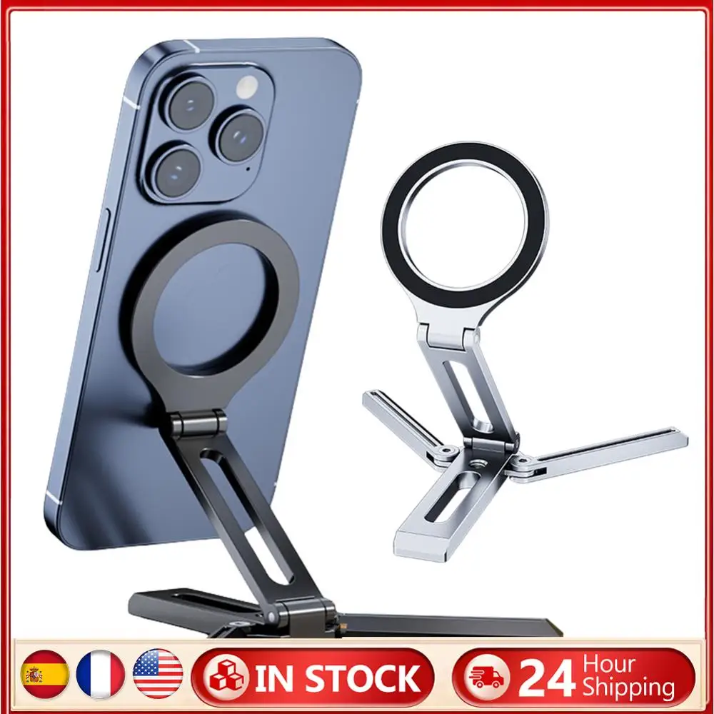 

Magnetic Foldable Phone Stand Aluminum Alloy Smartphone Desk Stand Multifunctional Portable Desktop Phone Mount for Magsafe