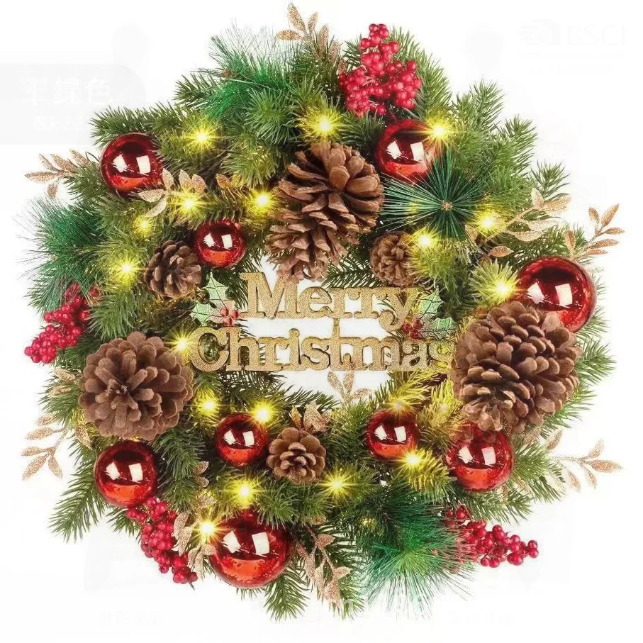 

Искусственный венок из ротанга, рождественские дверные подвесные украшения, новый дизайн, трансграничные украшения, пластиковая рождественская гирлянда с буквами