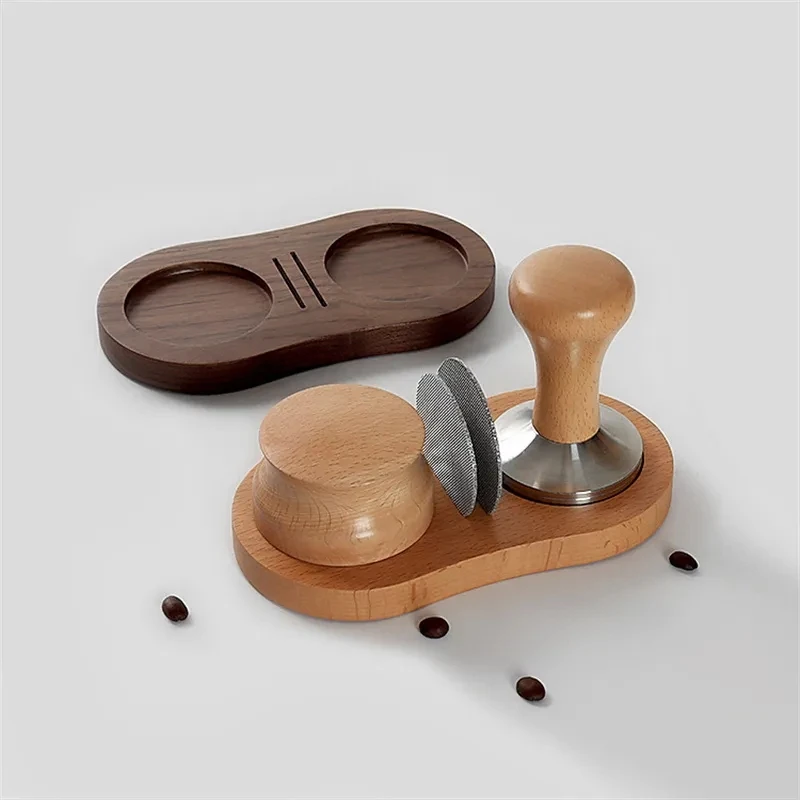 51/54/58mm Wooden Coffee Tamper Stand Presser Holder for Espresso  Screen Tamping Station Distribution Lever Tool Tamper Mat