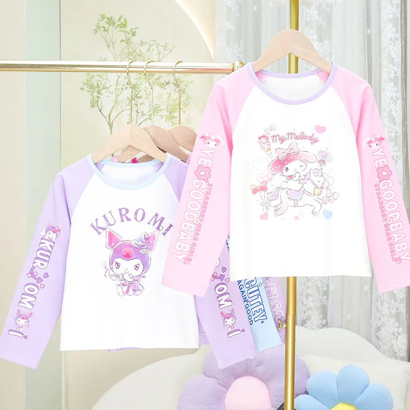 

Anime Sanrio Children's Long Sleeve Cinnamoroll Accessories Cute Kawaii Cotton T-Shirt Tops Hobbies Bottom Toys for Girls Gift
