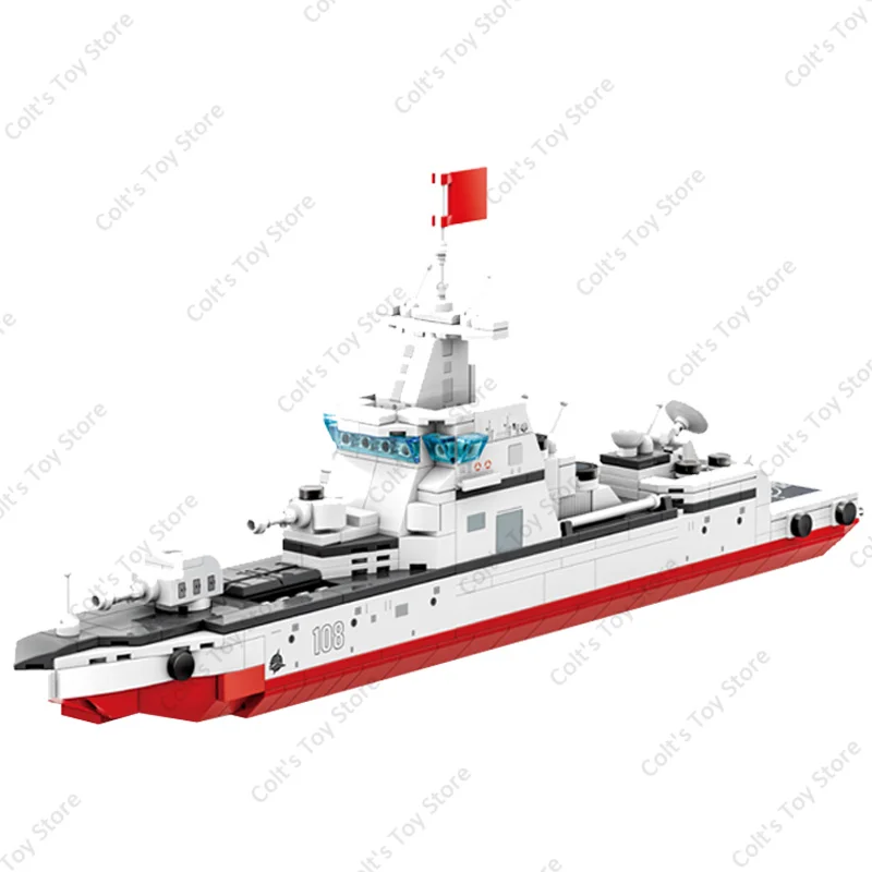 2024 Naval Warship Building Block Destroyer Varyag Cruiser British BH-7 Air Cushion Landing Craft Model Kids Toys Birthday Gifts