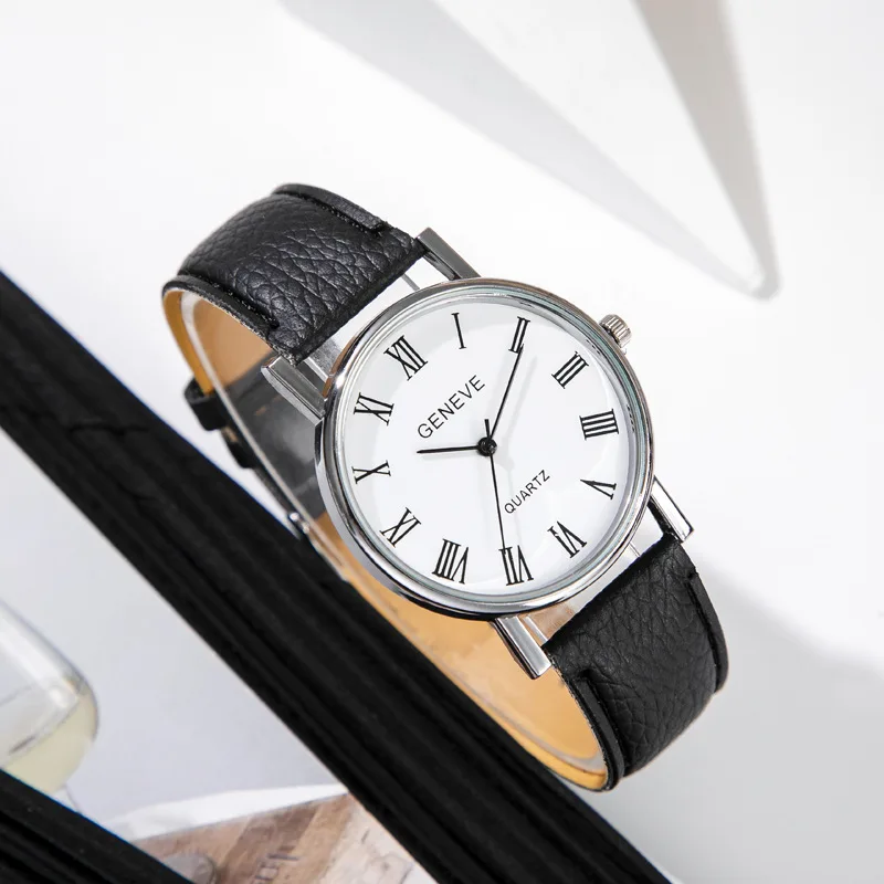 Famous Brand Roman Numeral Quartz Watch Men Business Casual Fashion Student Trend Leather Belt Wristwatch Luxury Gift Clock