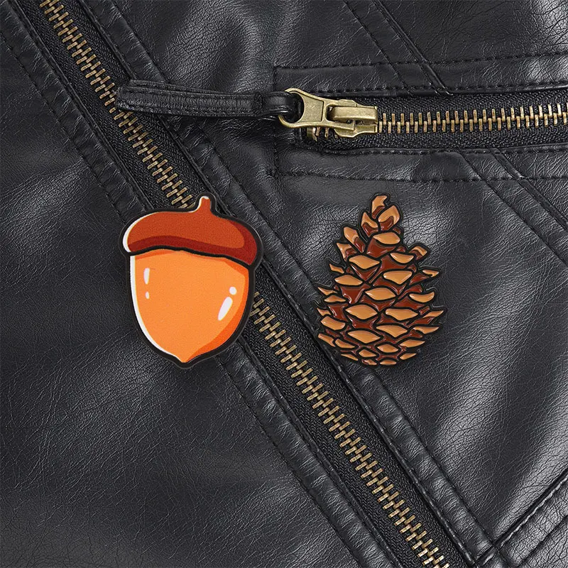 Autumn Pinecone Acorn Enamel Pin, Forest Inspired Brooch With Warm Earth Tone For Nature Lovers And Casual Style