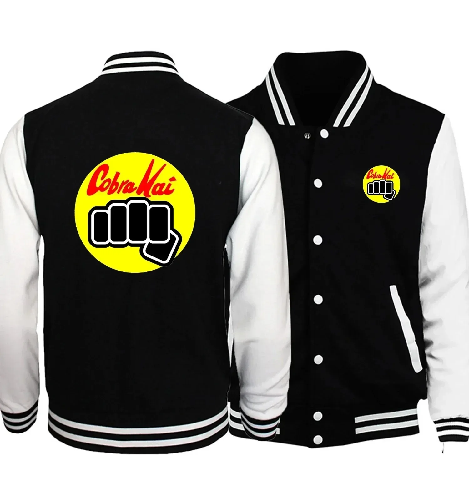 Men Women Print Baseball Uniforms Motorcycles Coats Cardigan Tops Clothes Top Cobra Kai Never Dies Baseball Jacket Coat Hoodie