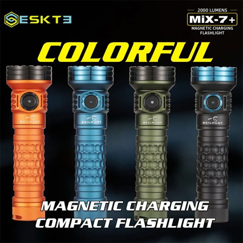 

SKILHUNT ESKET MiX-7 Gen 2 Plus Multi-color 2000 lumens 18650 Magnetic Charging LED Flashlight