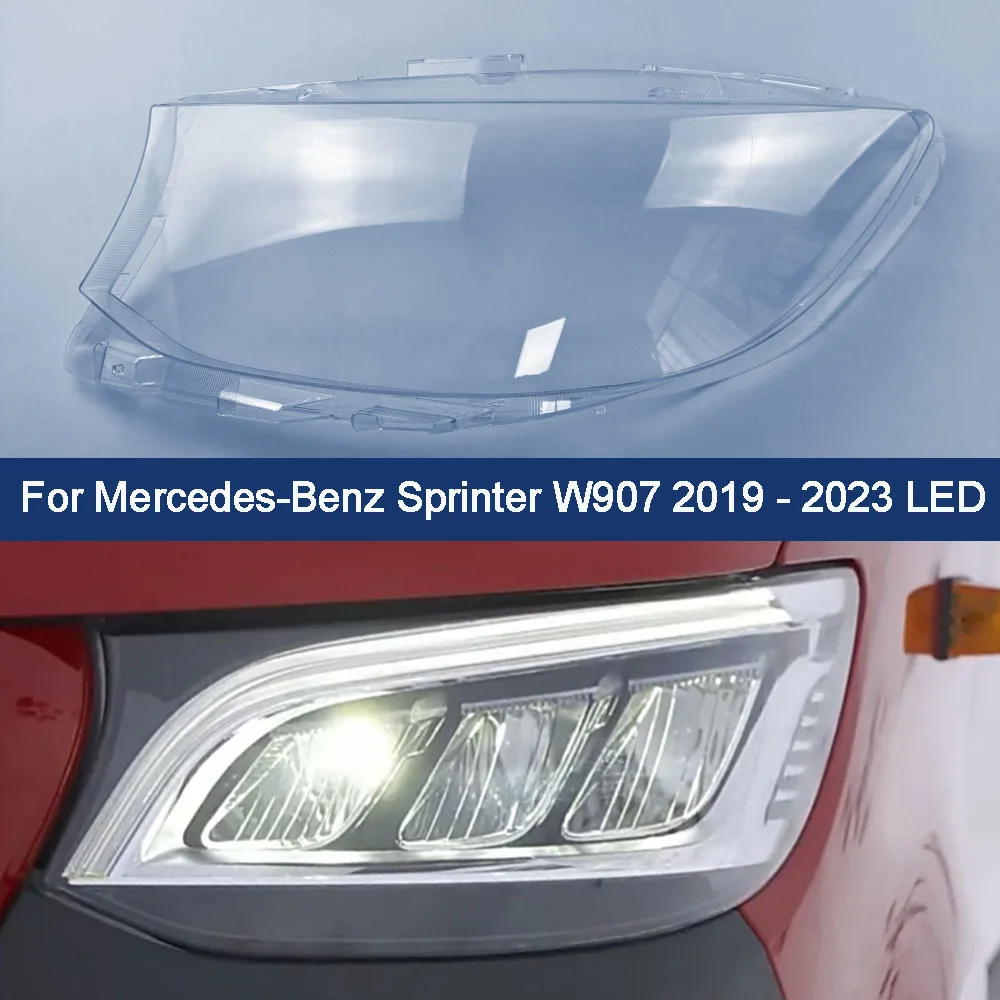 Left Right Side Headlight Lampshade Transparent Headlight Lens Lampshade Cover For Mercedes-Benz Sprinter W907 2019 - 2023 LED