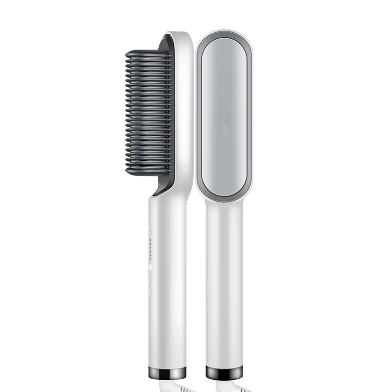 Hot Negative Ion Smoothing Iron 2 in 1 Comb Brush Matte Black Hair Dryer Volumizer for Natural Hair