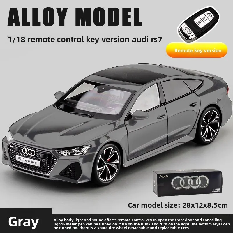 1: 18 RS7 Sport Remote Key Edition Super Run Sound and Light Alloy Model Advanced Children's Toy Birthday Gift Decoration image 3