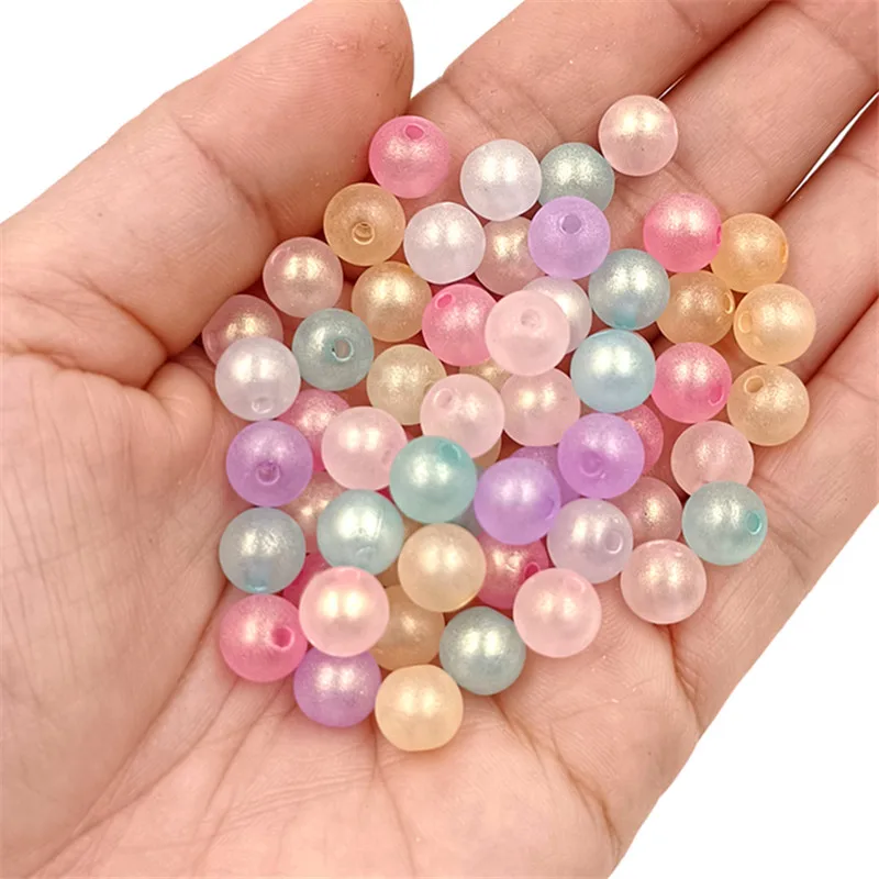 8-10mm 30pcs Pearlescent Candy Colored Acrylic Beads DIY Jewelry Accessories For Bracelet Earring Making