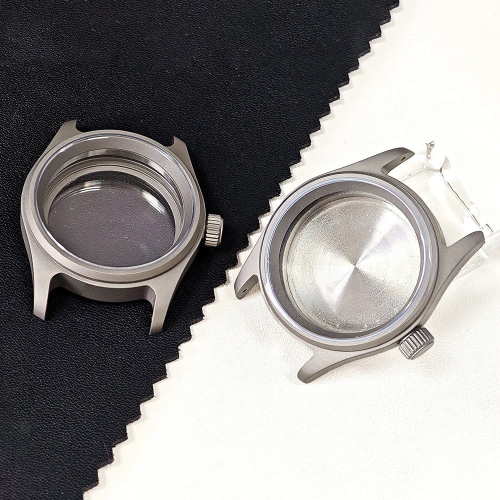 New NH35 36mm Titanium Alloy Gray Pilot Watch Case Suitable NH34/35/36/38 Automatic Movement 28.5~29mm Dial No Logo Glass Back