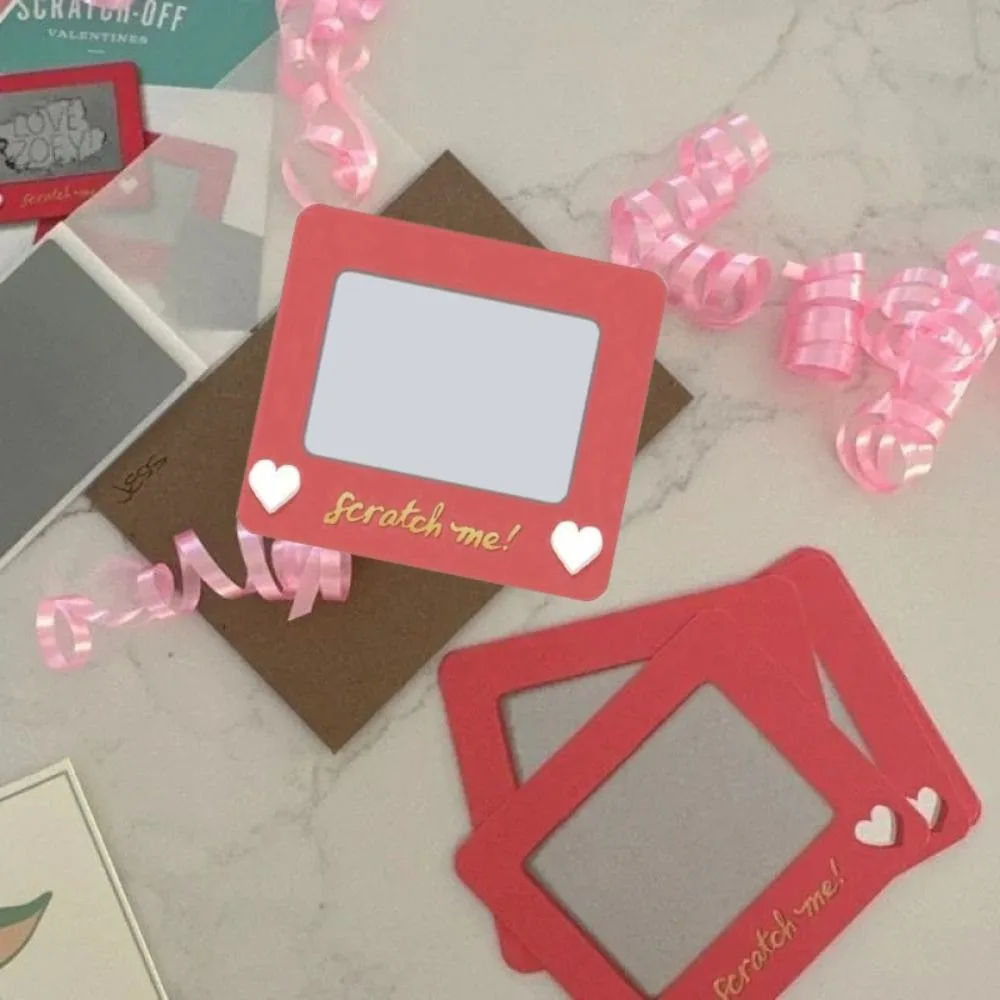 10 قطعة DIY بها بنفسك عيد الحب خدش بطاقة القلب نمط مستطيلة الحب قسيمة ورقة حمراء الذكرى لعبة تذاكر الطرف #5
