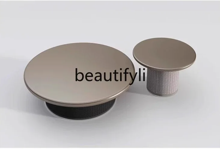 

Italian light luxury round coffee table combination large and small apartment European saddle leather, high-end living room home